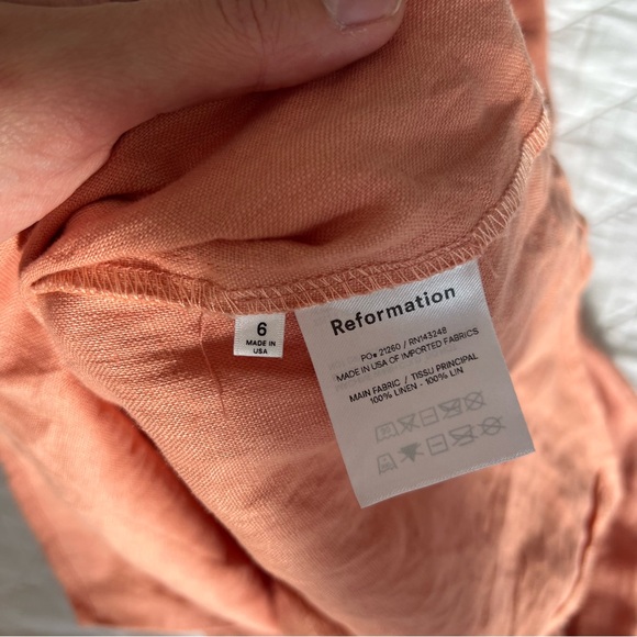 Reformation Dory Halter Mini Dress in Peaches - Picture 6 of 6